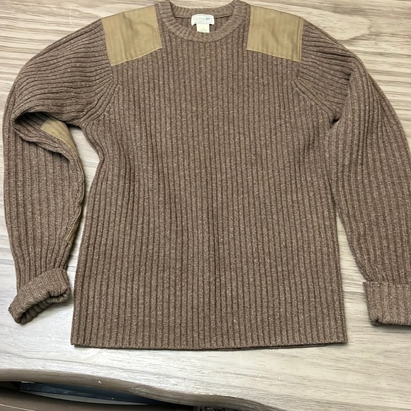 L.L. Bean Other - VTG L.L. BEAN MERINO WOOL RIBBED SWEATER WITH CANVAS ELBOW PASS LARGE